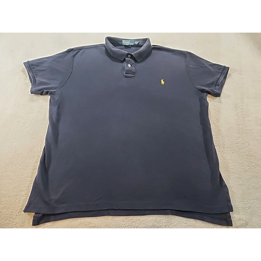 Ralph Lauren Polo Shirt Mens XL Blue With Yellow Pony Embroidered Short Sleeve
